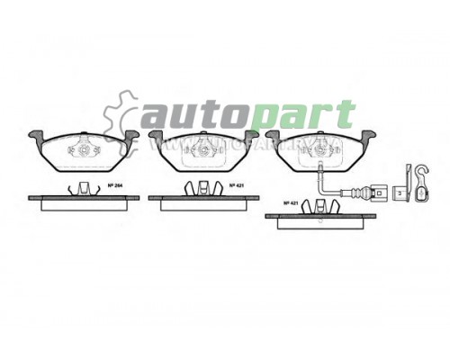 Гальмівні колодки передні з датчиком (вушка вгору) VW Caddy III 04- REMSA 0633.41