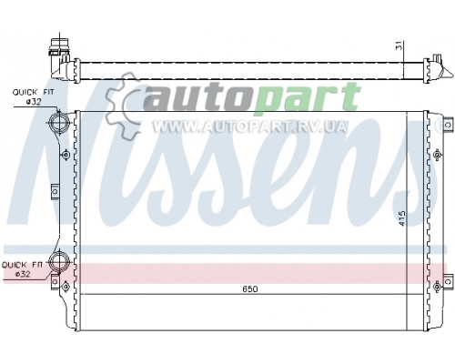 Радіатор охолодження (двигун BJB; 650x405x26мм) VW Caddy III 1.9TDI 2004-2010 NISSENS 65280A