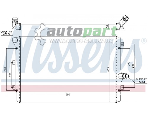 Радіатор охолодження (650x439x32мм) VW Caddy III 1.6TDI / 2.0TDI 2007-2015 NISSENS 65281A