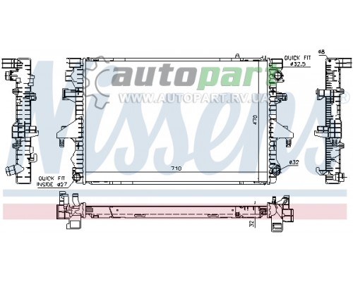 Радіатор охолодження VW Transporter T5 1.9TDI / 2.0 / 3.2 (бензин) 2003-2015 NISSENS 65283A