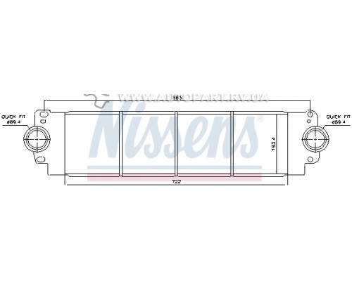 Радіатор інтеркулера VW Transporter T5 1.9TDI / 2.0TDI / 2.5TDI 2003-2015 NISSENS 96683