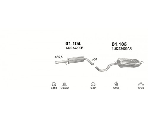 Глушник центр. AUDI,SEAT,SKODA,VW Polmostrow 01.104