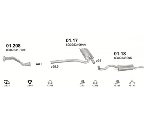 Глушник центр. AUDI A4 Polmostrow 01.17