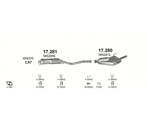 Глушник центр. OPEL VECTRA Polmostrow 17.281