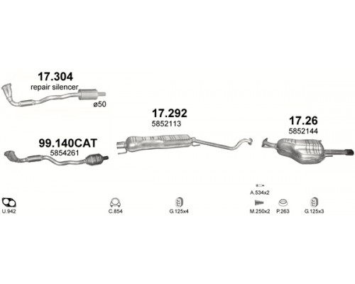 Глушник центр. OPEL ASTRA Polmostrow 17.292