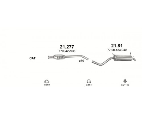 Глушник центр. RENAULT Polmostrow 21.277