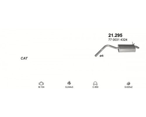 Глушник задн. RENAULT KANGOO Polmostrow 21.295