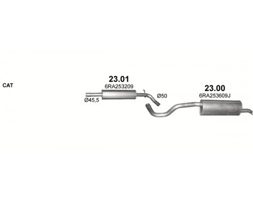 Глушник задн. 6RA253609J SKODA RAPID 1.2,1.4; SEAT TOLEDO 1.2 Polmostrow 23.00