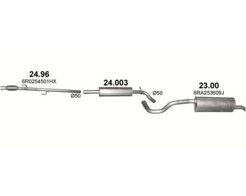 Глушник центр. SKODA RAPID 1.4 Polmostrow 24.003