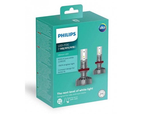 Лампа світлодіодна LED FOG H8 / H11 / H16 Ultion +160 10W 6200K PHILIPS 11366ULWX2